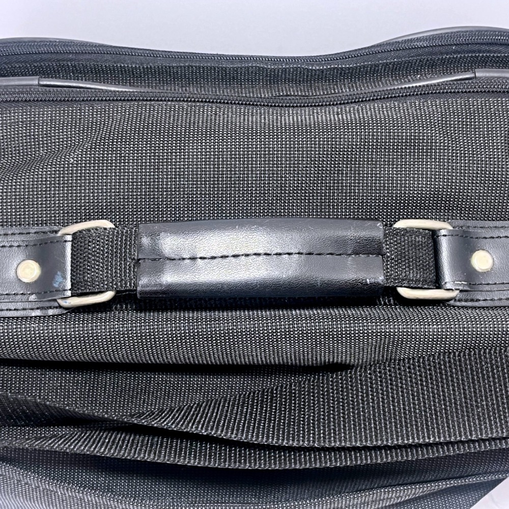 Delsey Black Helium Briefcase Laptop Travel Bag Heavy Canvas Carry Strap Handle - Picture 5 of 10